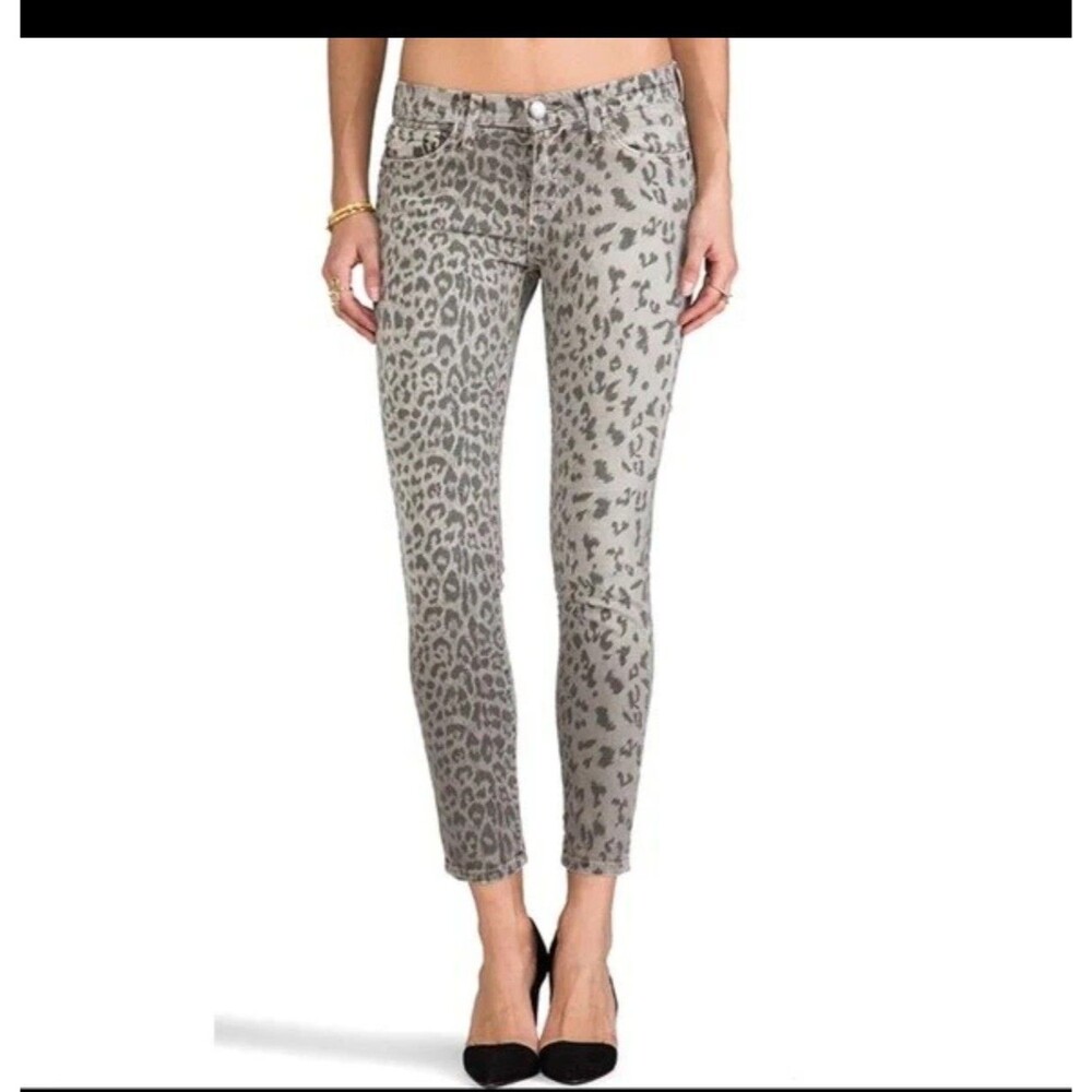 Current Elliott The Stiletto Jeans Womens 28 Gray Leopard Print Low Rise Skinny